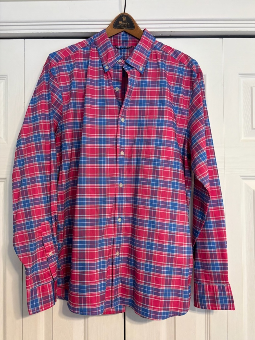 Vineyard Vines OTG On-The-Go Performance Shirt Mens Large Red Blue Plaid brrr